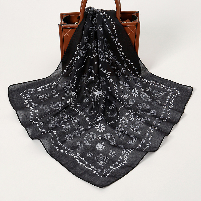 Handkerchief Cotton Men - ผ้าพันคอแฟชั่นฮิปฮอปผ้าพันคอกลางแจ้งสำหรับทุกเพศผ้าพันคอคอที่รัดผมสีดำผ้าพันหัวพันข้อมือผ้าเช็ดหน้าพิมพ์ลายผ้าพันคอคลุมไหล่