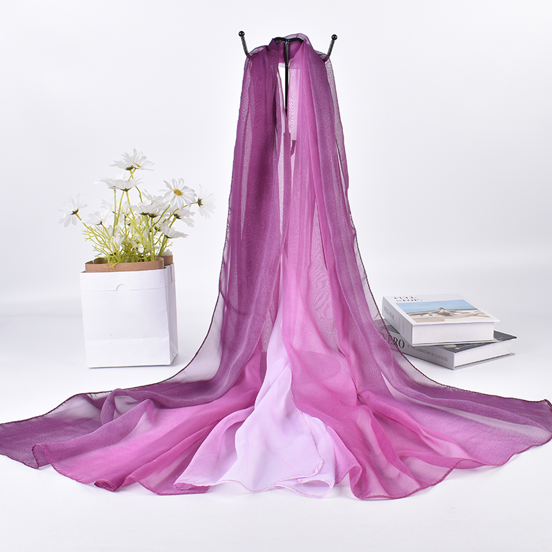 Face Scarf Mask - Syal Sutra ผ้าสามสีไล่ระดับสี75*180ใหม่สำหรับฤดูใบไม้ผลิ/ฤดูร้อน2023
