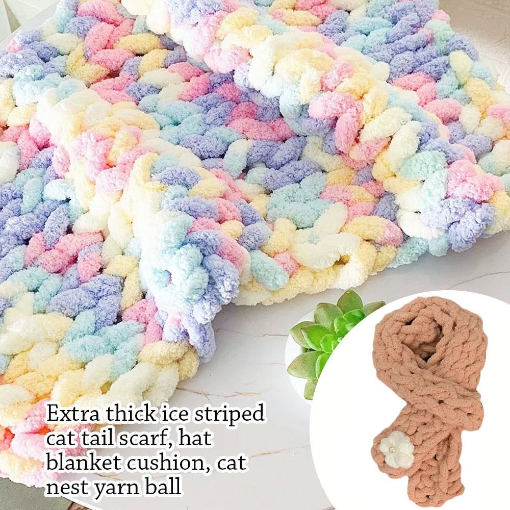 Woven Scarf Blanket - เส้นด้ายกำมะหยี่หลากสีสำหรับถักโครเชต์และผ้าห่มเบาะแบบนิ่มลายเส้นหนาหนาและหนา250กรัม