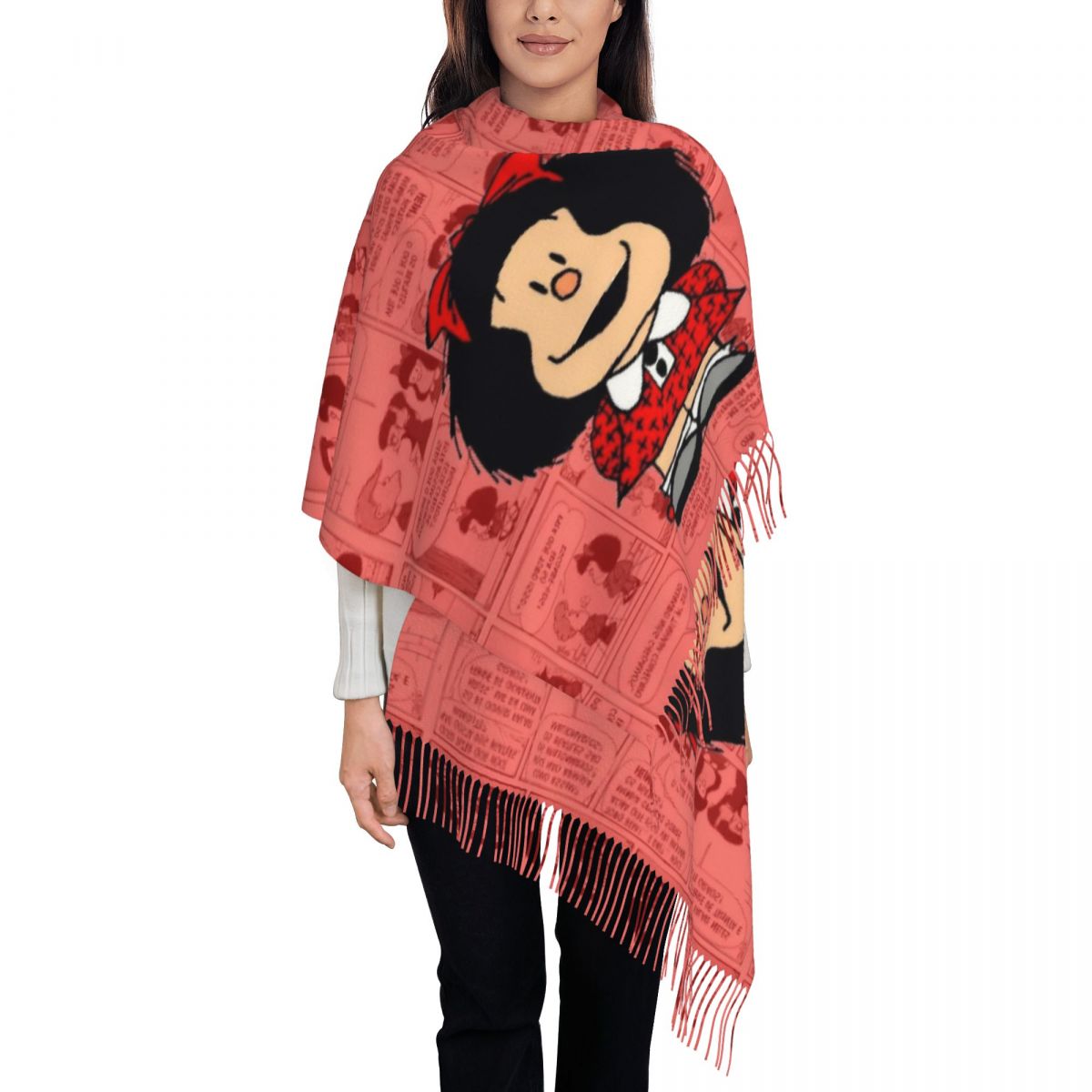 ผ้าพันคอพู่ห้อยสำหรับผู้หญิง ล - Pashmina Wrap Large บทวิจารณ์และราคา