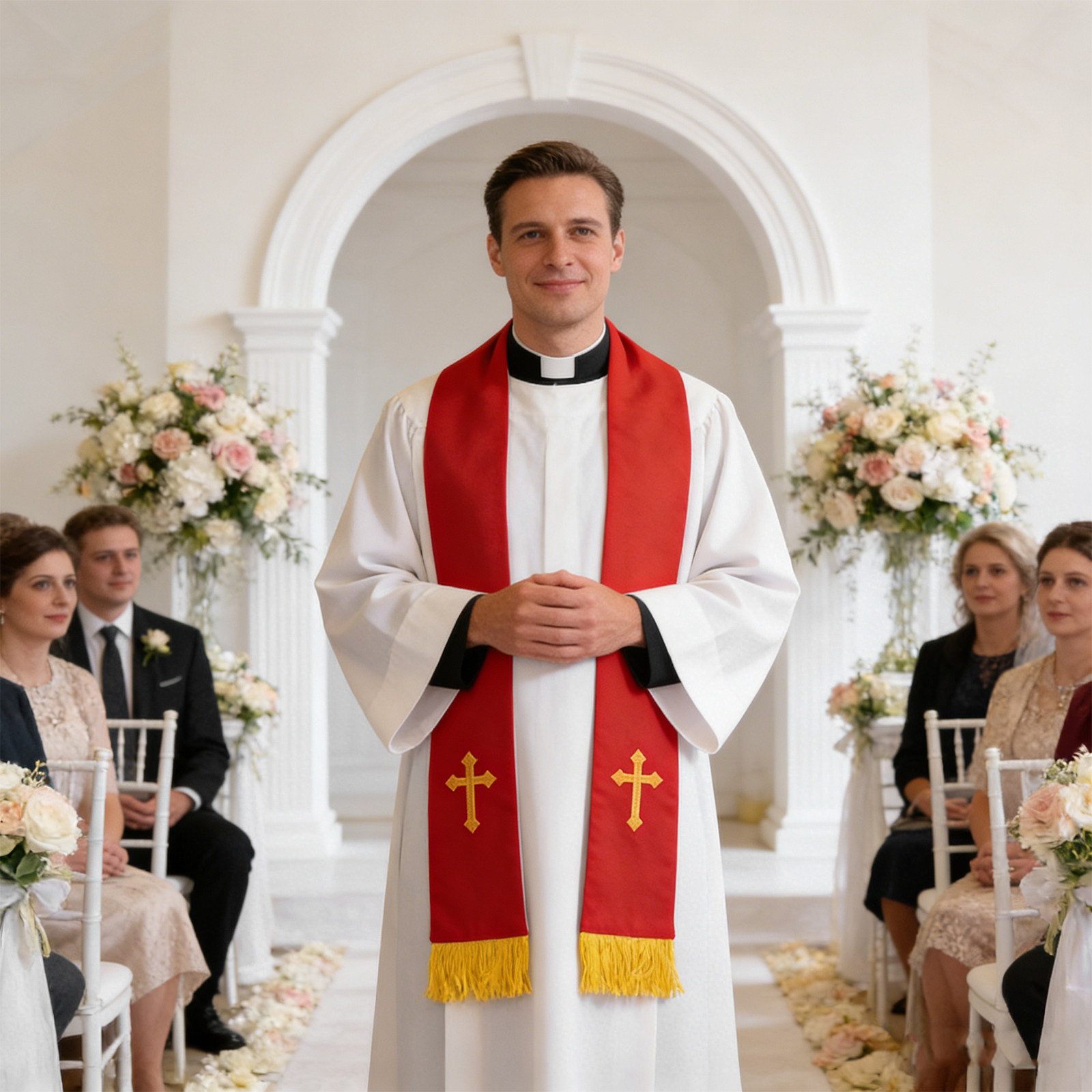 ผ้าคลุมไหลนักบวชแบบสองด้าน ปัก - Stole Wedding Shawl บทวิจารณ์และราคา