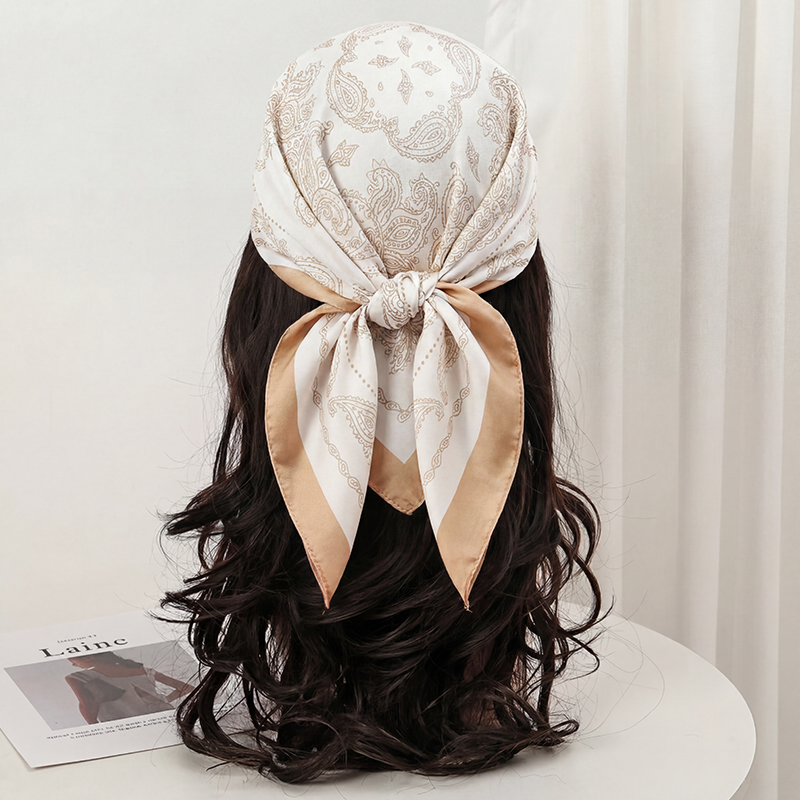 ผ้าพันคอสี่เหลี่ยมลายเพสลีย์สี - Head Wrap Turban บทวิจารณ์และราคา