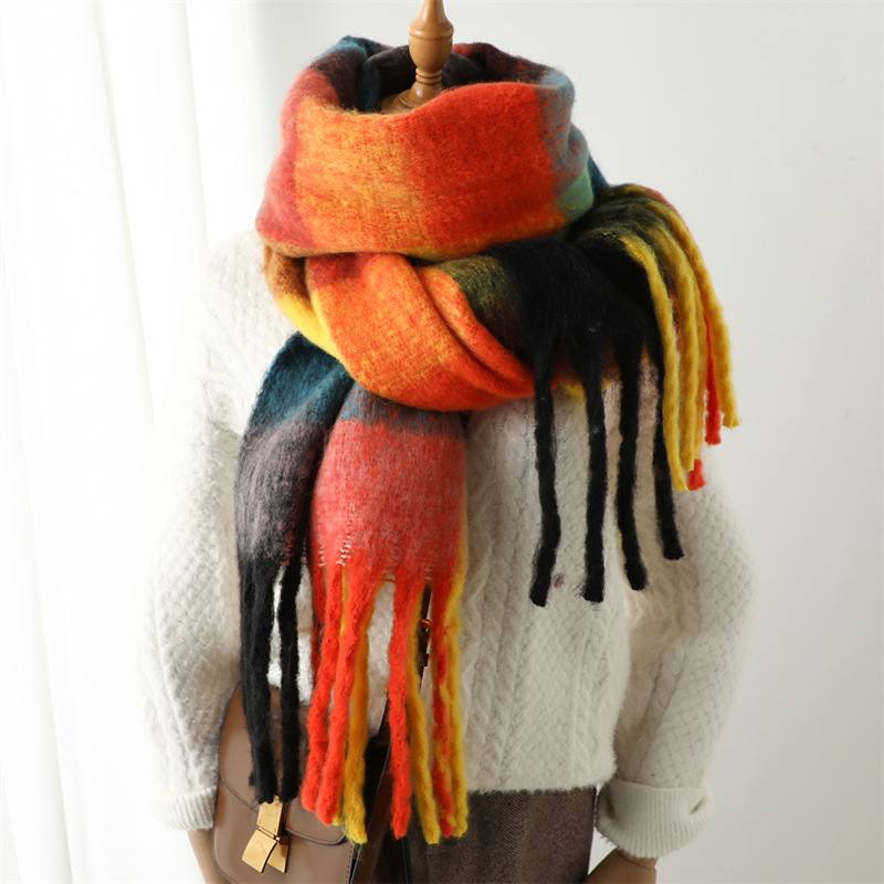 ผ้าพันคอลายตารางสำหรับฤดูใบไม้ - Muffler Men Wool บทวิจารณ์และราคา