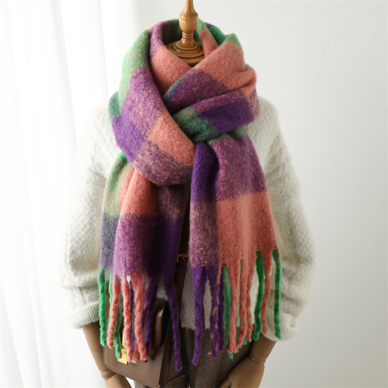 ผ้าพันคอลายตารางสำหรับฤดูใบไม้ - Muffler Men Wool บทวิจารณ์และราคา